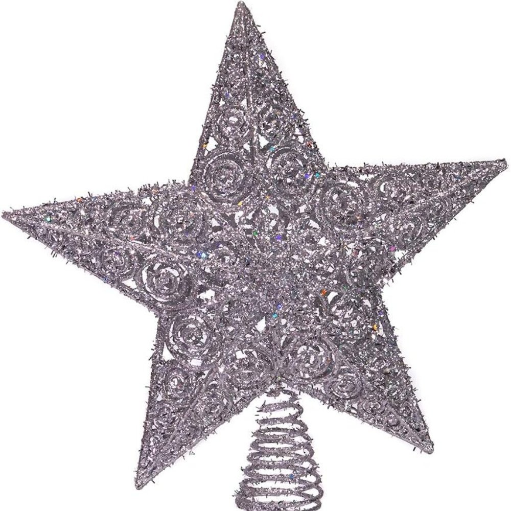 Kurt Adler H9595 12" Silver Glitter Star Treetop